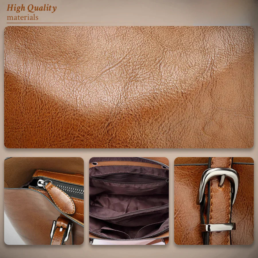 Nicole's™ Elegance | Vintage Shoulder Leather Handbag