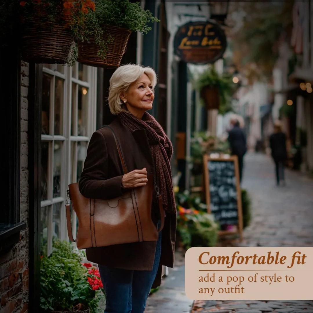 Nicole's™ Elegance | Vintage Shoulder Leather Handbag